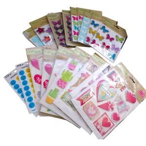 Crafter's Square Flower Butterfly Garden Cat Cactus Sticker Large Lot 20 Package
